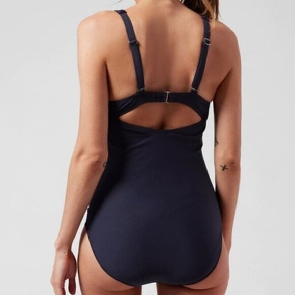 🚨 Athleta Square Neck One Piece Swimsuit Navy Blue - Picture 2 of 11
